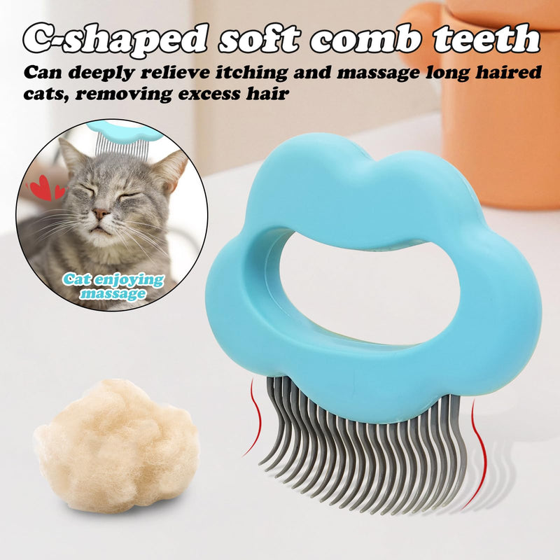 Cat Massage Comb, Cute Comfort Cat Shedding Brush with Elasticity Curved Comb Teeth for Reducing Knots, Relaxing Cat Deshedding Brush for Short Hair & Long Hair Pet Hair Remover (Cat,Blue) Cat,Blue - PawsPlanet Australia