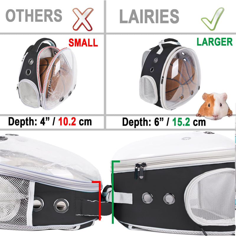 Portable Small Animal Backpack Travel Breathable Pet Carrier Bag Cages for Guinea Pig, Rabbit, Bearded Dragon, Squirrel, Tortoise, Bird, Lizard, Sugar Glider Black - PawsPlanet Australia