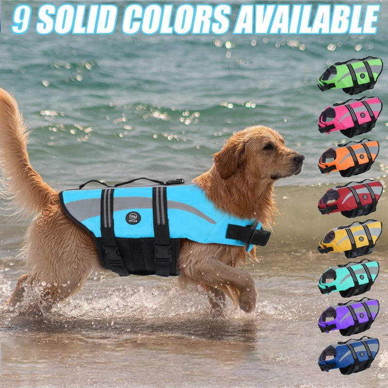 EMUST Life Vests for Dogs, Lightweight Small/Medium/Large Dog Life Preserver, XL Dog Life Jacket for Swimming/Boat/Water, Life Jacket for Large Dogs,Blue, XL Blue