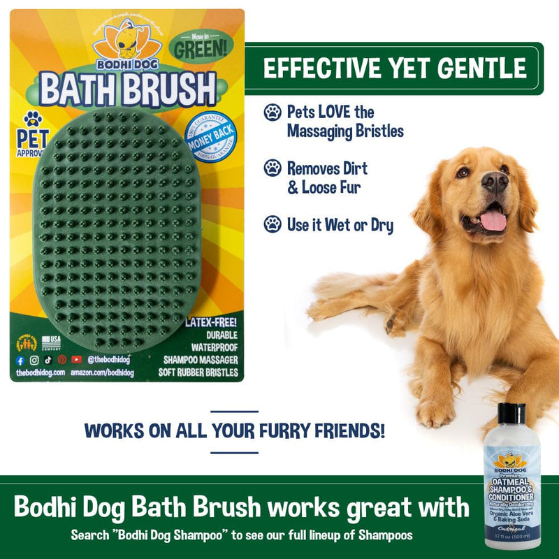 Bodhi Dog Shampoo Brush - Pet Grooming & Bath Supplies for Dogs and Cats - Bath Brush for Long & Short Hair - Premium Scrubber for Shower, Bathing & Massage (One Pack, Dark Green) One Pack - PawsPlanet Australia