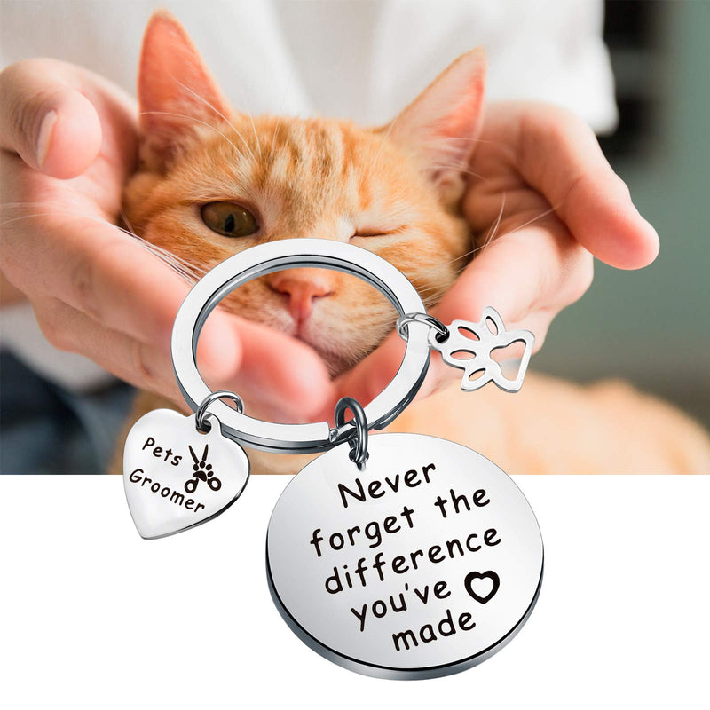 MYOSPARK Pet Groomer Keychain Dog Salon Gift Never Forget The Difference You've Made Appreciation Jewelry Pet Beautician Gift Difference Pet Groomer Keychain