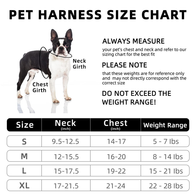 rennaio Dog Harness No Pull, Adjustable Puppy Harness with 2 Leash Clips, Ultra Comfort Padded Dog Vest Harness, Reflective Dog Harness and Leash Set for Small and Medium Dogs Pink S - PawsPlanet Australia