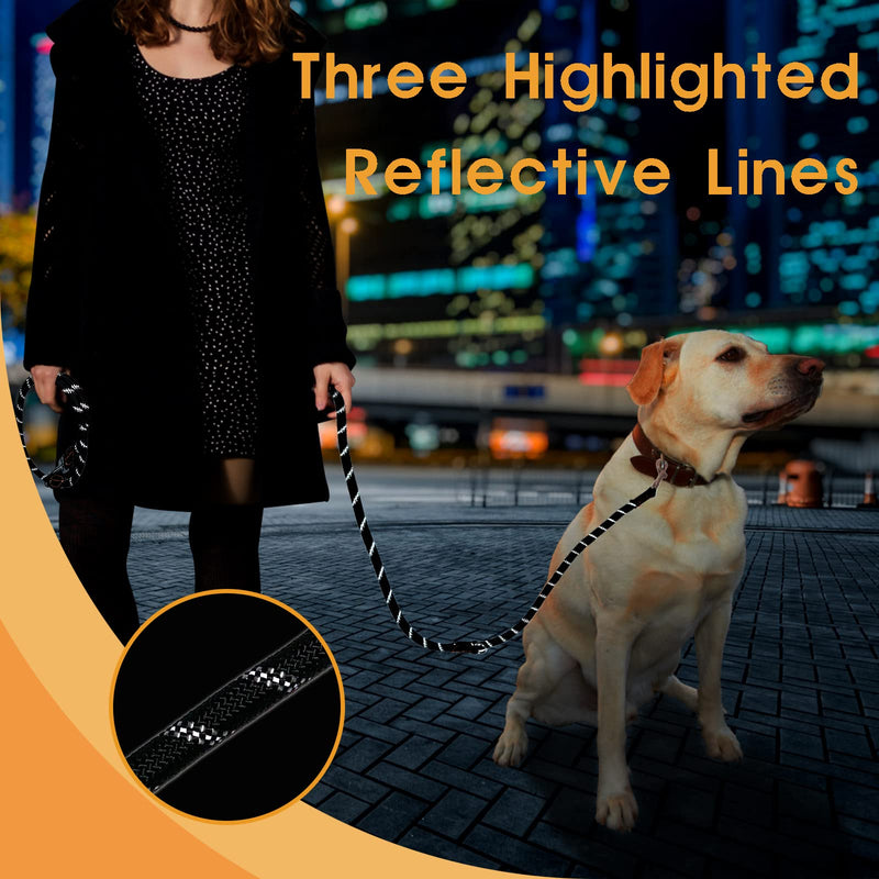 Bokelai Double Ended Lead for Dogs Adjustable Reflective 3m Training Lead for Large Medium Dogs Walking & Running Hands Free Rope Lead Black 1.4CM*3M