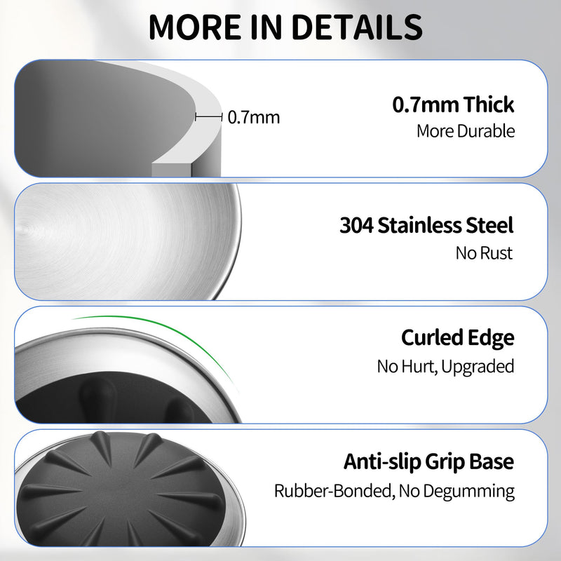 Elevated Cat Bowls, Separable Dishes for Solo Use, 304 Stainless Steel Raised Cats Plates for Wet Food, Extra Wide Shallow Design for Whisker Relief, Non-Slip Silicone Base Kitten Feeder, 2 Set Raised Bowls - 2 Set