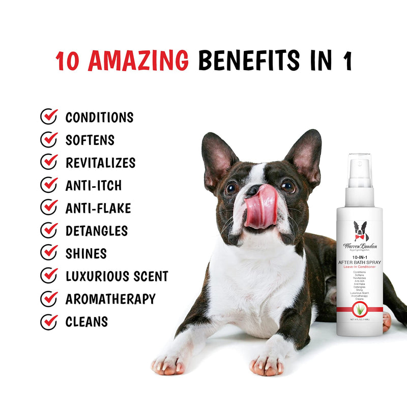 Warren London 10-in-1 Dog Spray & Rake Brush Combo | Detangles, Softens & Reduces Shedding | 16oz After Bath Spray + Dematting Rake | $40 Value – Now $29.99 16oz w/ Rake Brush - PawsPlanet Australia