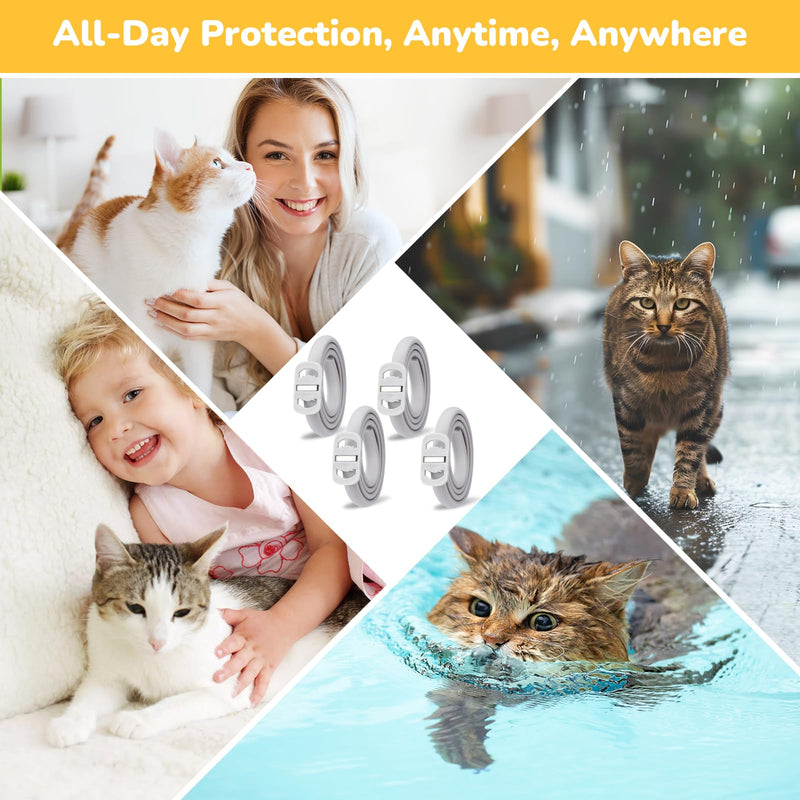4 Pack Natural Flea Collar for Cats,Cat Flea and Tick Treatment,32 Months Protection Flea and Tick Prevention for Cats,Waterproof Cat Flea Collar,Adjustable Cat Flea and Tick for Kittens & Adult Cat