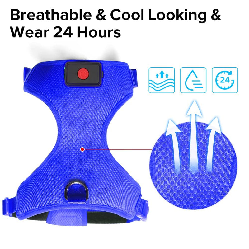 Flashseen LED Dog Harness, Lighted Up USB Rechargeable Pet Harness, Illuminated Reflective Glowing Dog Vest Adjustable Soft Padded No-Pull Suit for Small, Medium, Large Dogs (Blue, L) Blue - PawsPlanet Australia