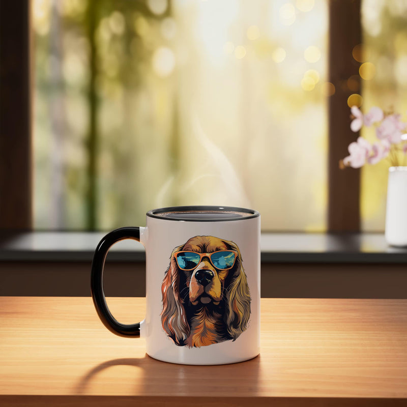 Cocker Spaniel Dog Breed Pet with Sunglasses Cute Graphic Ceramic Mug, Black/White 11 Ounces - PawsPlanet Australia