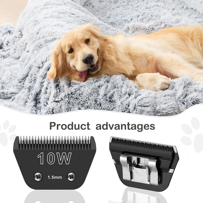 Detachable Pet Dog Grooming Wide Blades-Size 10W Dog Grooming Wide Blade,Compatible with Most Andis,Oster A5,Wahl km10 Clippers -Black