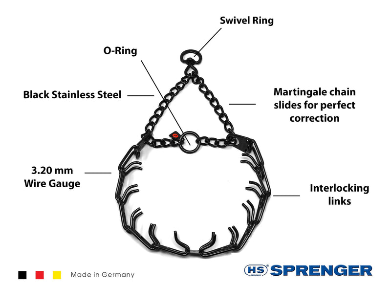 Herm Sprenger Black Stainless Steel Prong Dog Anti Pull Training Collar with Swivel Ultra-Plus Pet Pinch No-Pull Collar, Made in Germany 3.2mm x 23in - PawsPlanet Australia
