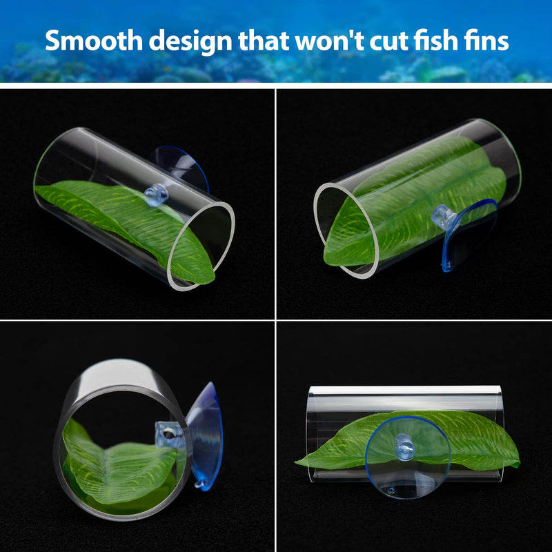 2 Pack Betta Fish Acrylic Tube Tunnel,Betta Fish Leaf Pad Simulating The Natural Habitat for Betta Spawning Grounds Breeding Resting Bed，Betta Toys Shelter Hideaway 2