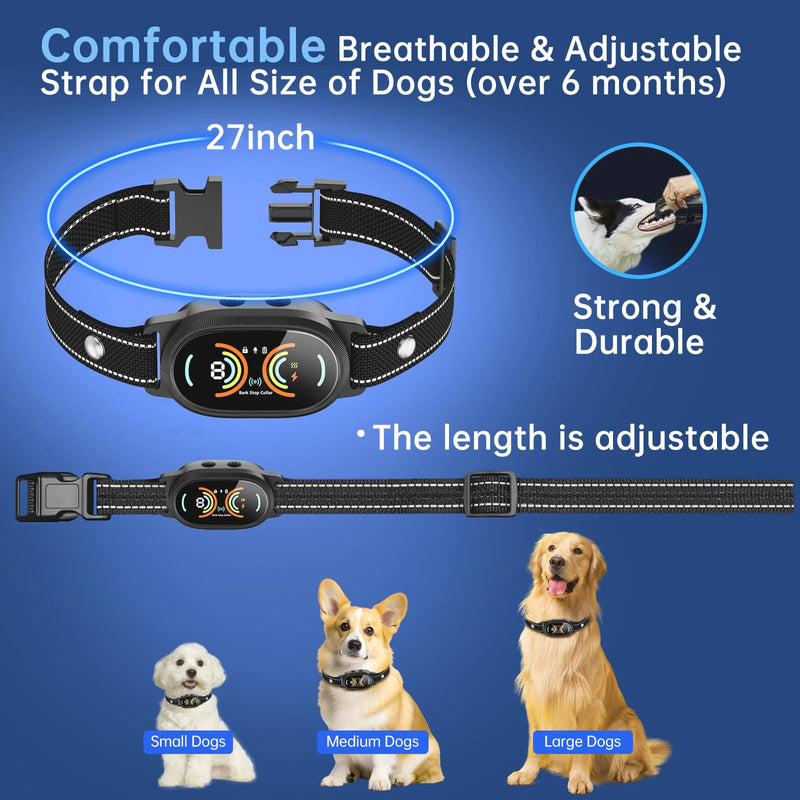 Dog Bark Collar, Rechargeable Bark Collar for Large Dog, IP67 Waterproof Anti Barking Collar Dogs with Adjustable Sensitivity for Medium and Small Dogs (Matte Black) Matte Black - PawsPlanet Australia