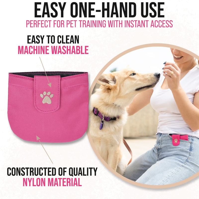 Dog Treat Pouch, Pink Pocket Sized Training Treat Pouch - Lightweight Dog Treat Holder with Magnetic Flap for Stability, Perfect Dog Accessories, Made of Durable Nylon, Machine Washable