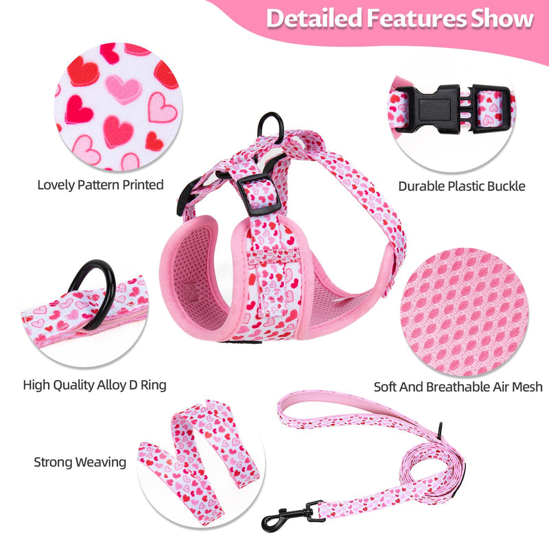 Dog Harness and Leash Set, Adjustable Dog Harness, Dog Leash, No Pull No Choke Puppy Harnesses for Walking Training for Small, Medium Pet (Little Love, S(Chest 14-19.6", Neck 10.6-13")) S(Chest 13 - 19", Neck 9.5 - 13.1") Little Love - PawsPlanet Australia
