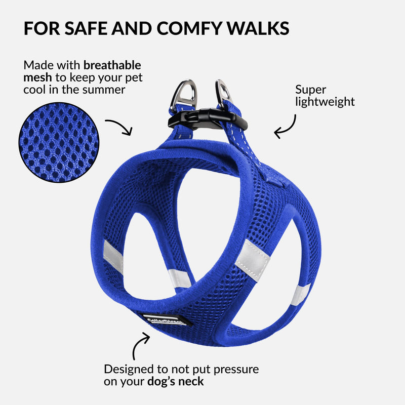 CollarDirect Step-in Reflective Dog Harness - Any Weather Air Mesh for Small and Medium Dogs Easy to Put On and Off (Size XS, Dark Blue)