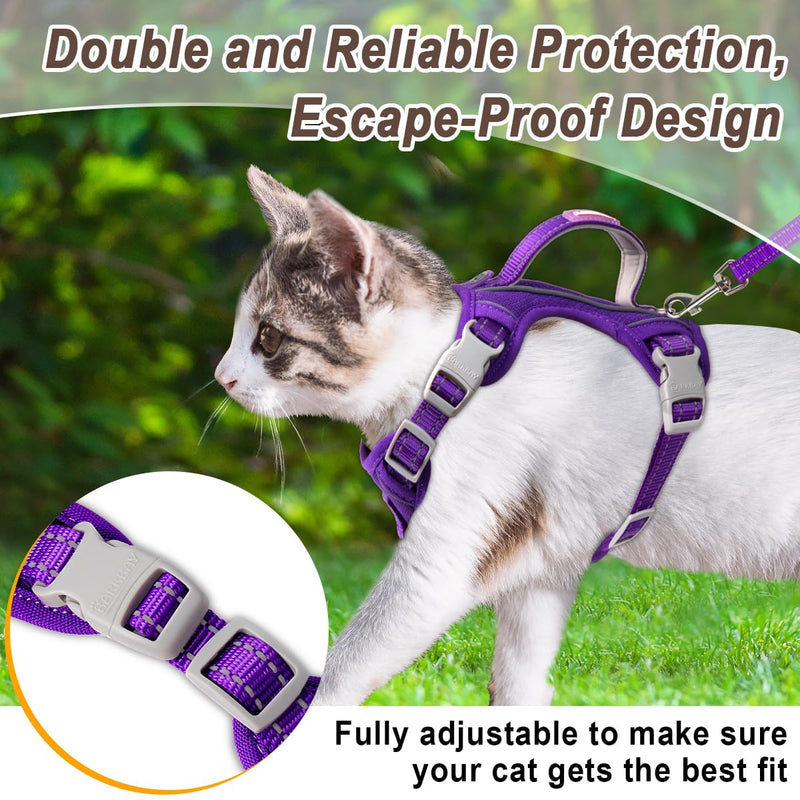 Cat Harness and Leash Set for Walking Escape Proof for Small Large cat Kitten Harness with ID tag Pocket (Purple,S) Purple