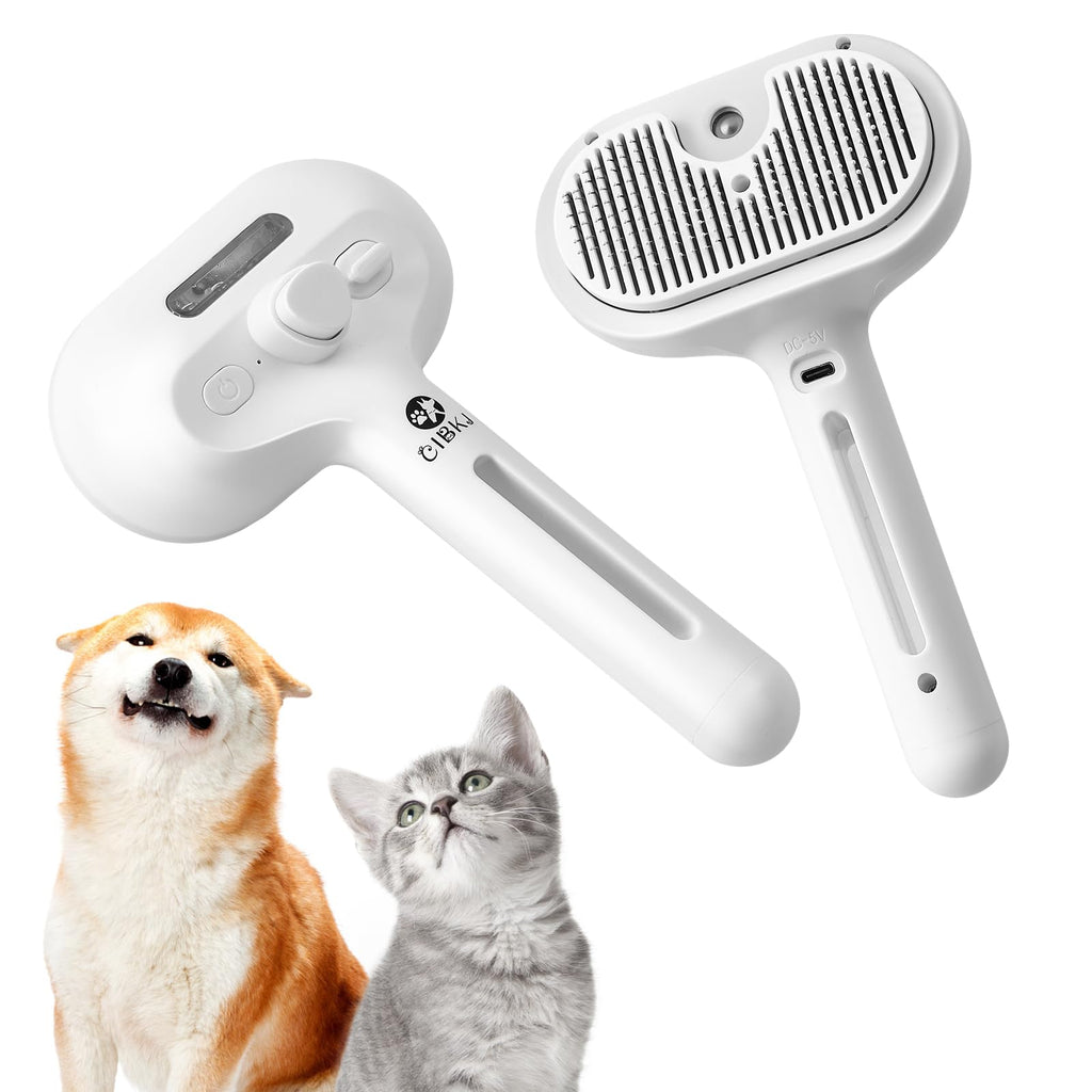 CIBKJ Cat Steam Brush with Spray Function, Easy to Clean, Pet-Friendly Design, Durable Materials, Cat & Dog Grooming Brush - PawsPlanet Australia