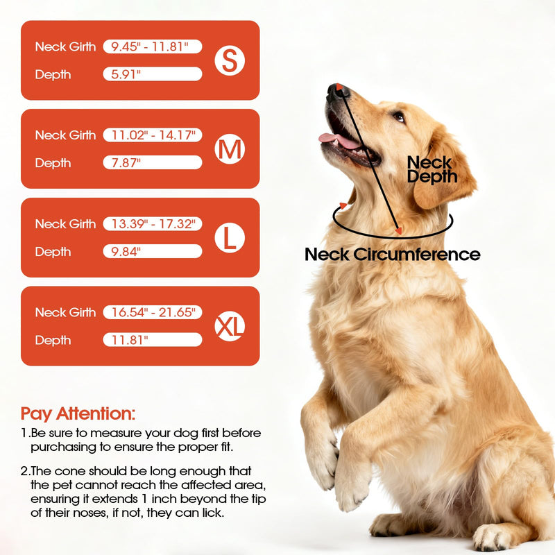 Soft Dog Collar for Large Dogs Comfortable Lightweight Elizabethan Collar Healing, Adjustable Anti-Licking Protection Guard for Wound Care, Spay, Neuter, Orange, Size XL X-Large(Depth: 11.81")