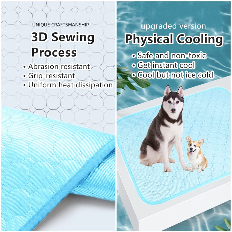Mannice Dog Cooling Mat, Pet Cooling Mat for Dogs Cooling Blanket for Dogs Dog Cooling Pad for Kennels, Crates, Cars, Indoor & Outdoor Ice Silk Cooling Mat for Extra Large Dogs (Blue, XL(40 * 28")) Blue XL(40*28") - PawsPlanet Australia