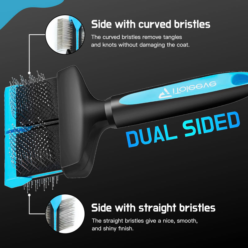 iToleeve Dual Flex Slicker Dog Brush – Gently Removes Undercoat, Mats & Tangles | Ideal for Sensitive Dogs & Cats | Professional Grooming Tool - PawsPlanet Australia