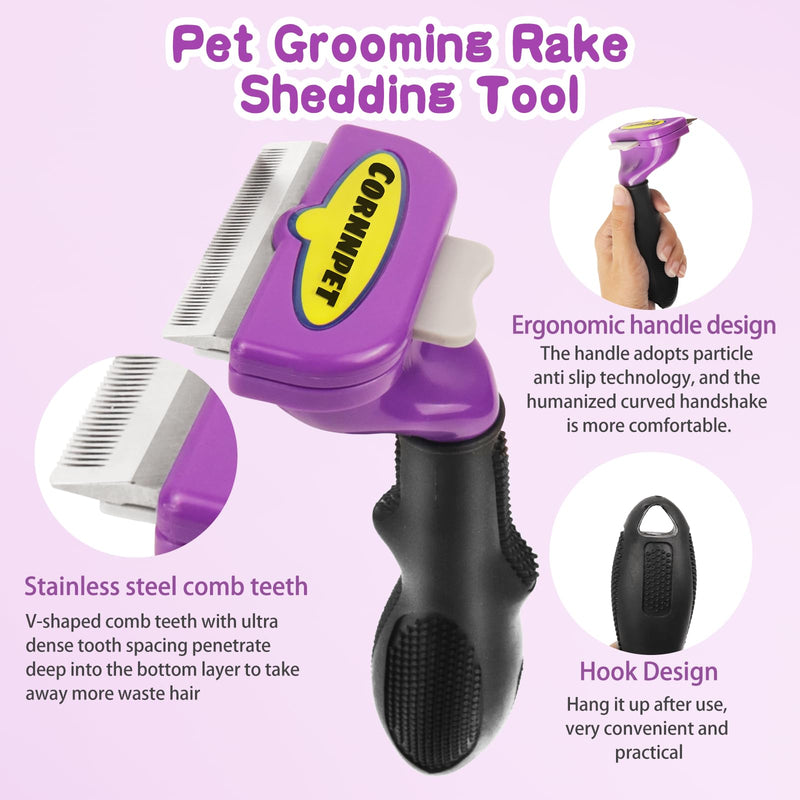 Pet Grooming Brush for Dogs and Cats, Effectively Reduces Shedding by Up to 95%, Self-Cleaning, Long or Short Hair Remover for Medium Dogs & Cats(Large) Large - PawsPlanet Australia