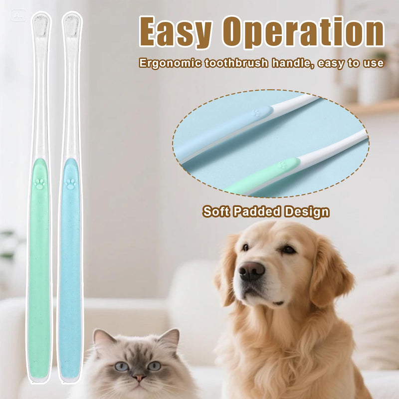 Pack of 2 Dog Toothbrush, Cat Toothbrush, Soft Toothbrush, Dog, Mini Toothbrush, Cat, Reusable Pet Toothbrush for Kittens and Puppy Teeth Cleaning, Oral Care