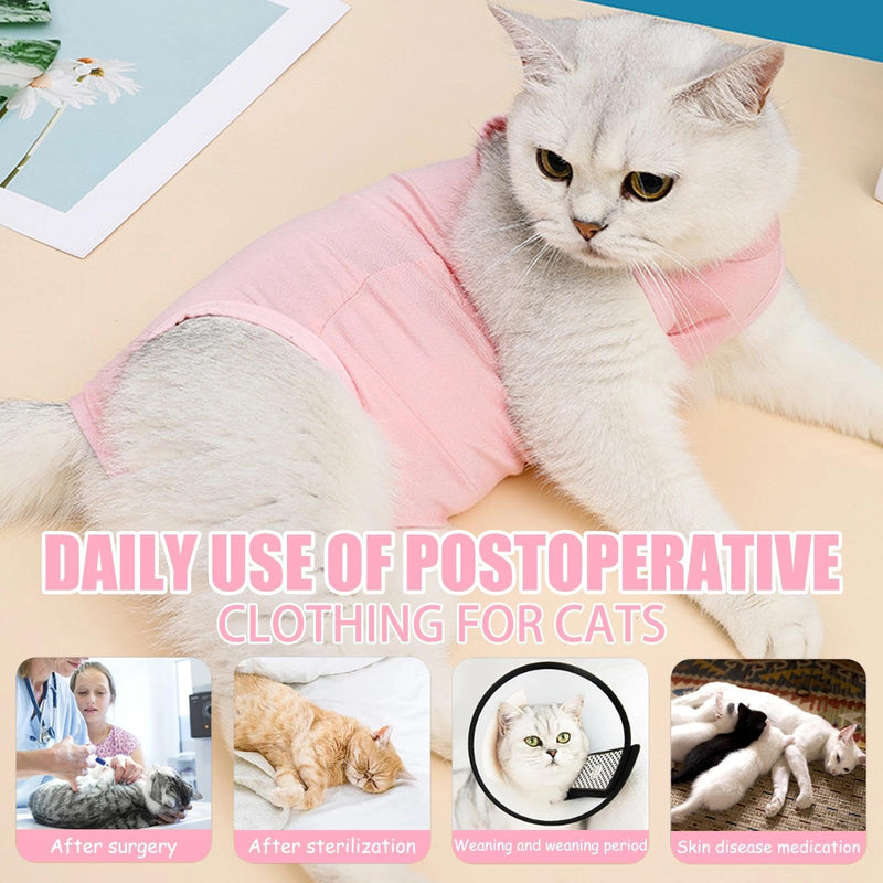 2PCS Cat Recovery Suit for After Surgery, Breathable Anti-Lick Cat Onesie Bodysuit, Soft Spay Surgical Recovery Clothes for Cats Kittens, E-Collar & Cone Alternative (Pink Blue, M)