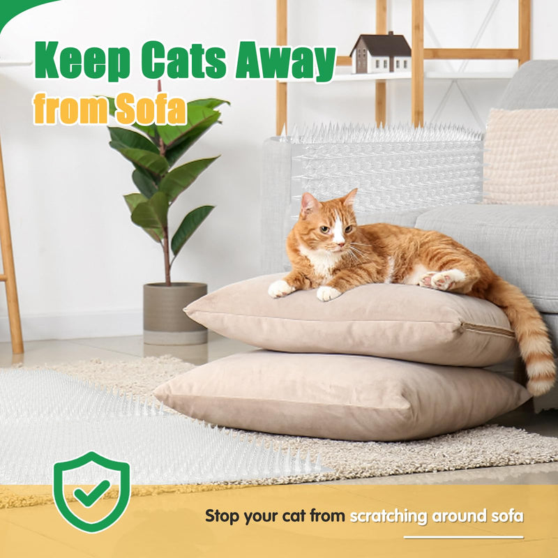 Zipcase 8 Pack Scat Mat for Cats - 13 x 16 Inch Updated Dual Length Cat Deterrent Mat with Narrower & Denser Spikes, More Effective for Indoor & Outdoor Humane Cat Repellent Fence - PawsPlanet Australia