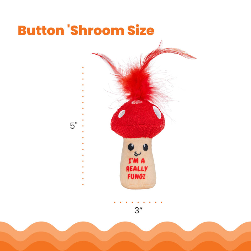 Catstages A Really Fungi Mushroom Kicker Catnip Toy and Dental Toy for Cats Mushroom Themed Funny Catnip Stuffed Kicker Toy, Red - PawsPlanet Australia