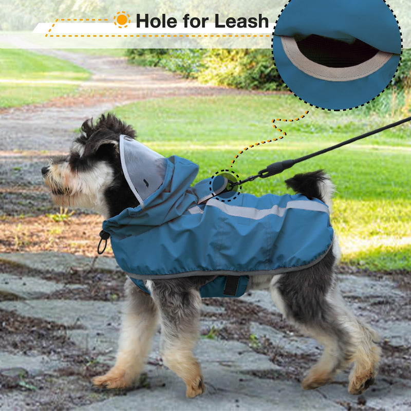 Lelepet Dog Rain Coat Large Dog Raincoat with Hood Dog Rain Coats for Large Dogs Waterproof Dog Rain Jacket Adjustbale Dog Poncho Sliker Reflective Lightweight Rain Coats for Dogs with Leash Hole 5XL Blue