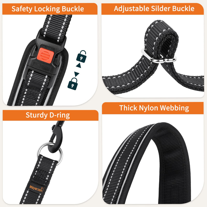 Mayerzon 2 Inch Wide Martingale Collar for Large Medium Dogs, Reflective Walking Training No Pull Collar for Pitbull German Shepherd Rottweiler Doberman, Adjustable Heavy Duty Thick Nylon with Buckle Black Large: 15.75''-19.75'' - PawsPlanet Australia