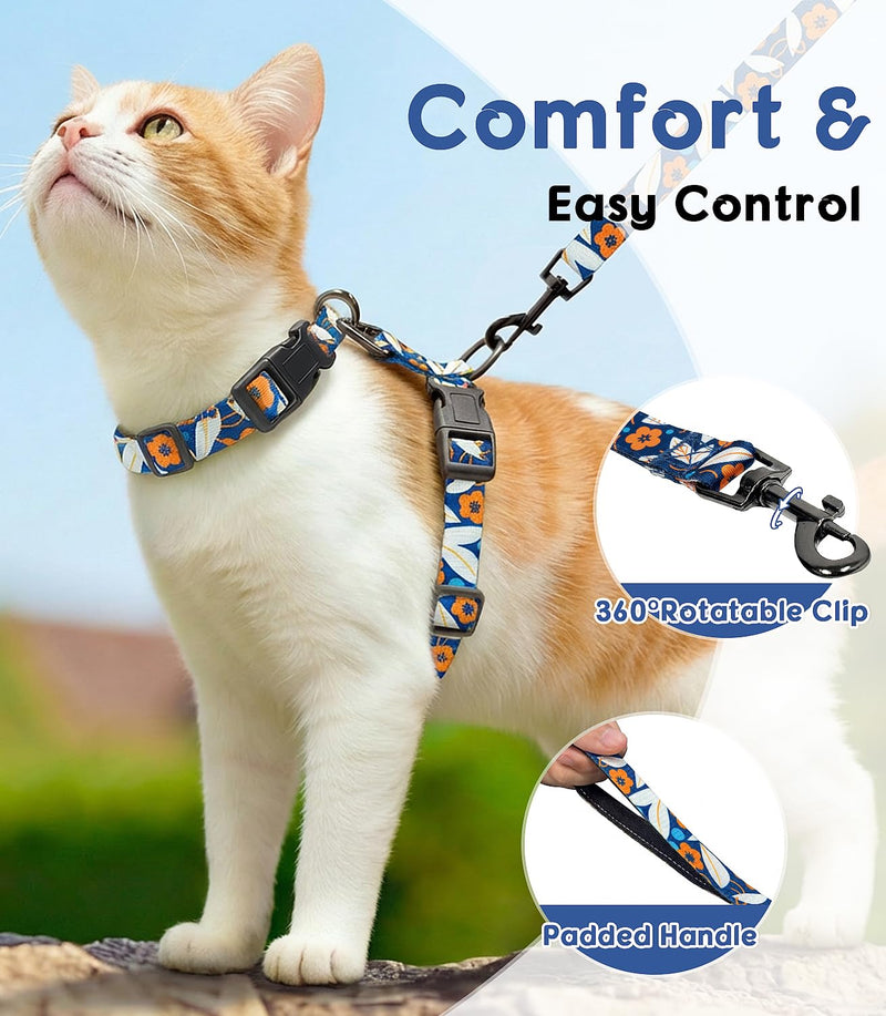 Halypet 2-Pack Cat Harness and Leash Set, Escape Proof 3-in-1 Adjustable Harness for Cats, Soft Lightweight, Easy On & Control for Walking, Travel & Outdoor Use, Small (Navy & Orange) Navy & Orange Small(4-10lb)