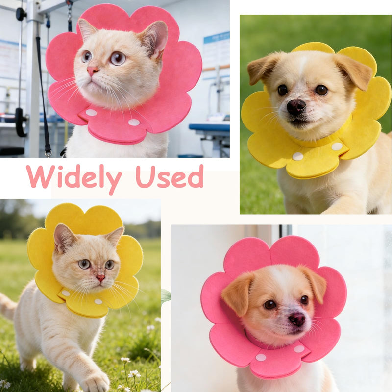 Felt Cat Recovery Collar, Cute Flower Cat Recovery Collar Adjustable Recovery Cones (2Pcs, XS 5.1-6.3inch, Sky Blue) for Small Dogs Kittens Cats XS（0-1 KG/0-2.2 lb）