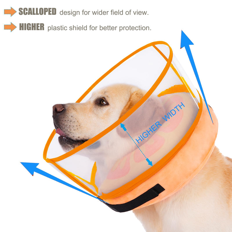 Inflatable Dog Cone Collar for Large Medium Small Dogs, Soft Dog Donut Collar Adjustable Recovery Cone for Pets After Surgery, Extra Enhanced Anti-Licking Guard Shield for Pets (X-Large, Orange) X-Large - PawsPlanet Australia