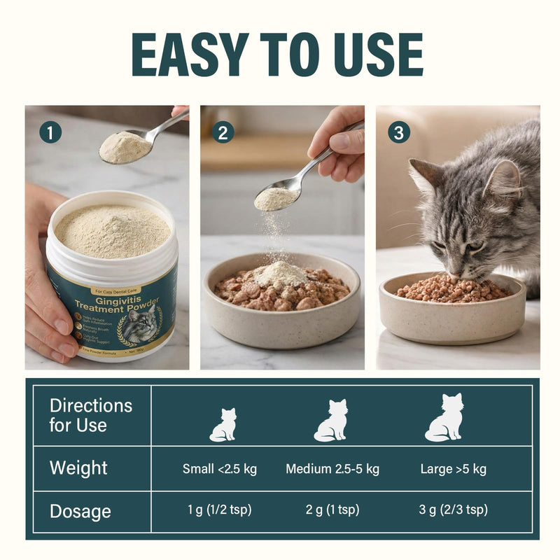 Topicy Plaque Off Powder for Cats, Dental Care Powder with Natural Extracts, Helps Reduce Plaque & Tartar, Supports Gum Health, Tasty Powder for Fresh Breath, 180g 6 oz (180g) - PawsPlanet Australia