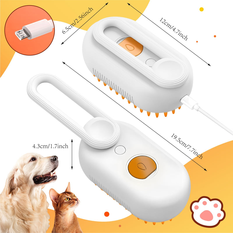 3 in 1 Cat Steam Brush, Rechargeable Steam Pet Brush for Dog,Cat and other pet Anti-Static, Cleaning, Shedding & Combing All In One 1 Count (Pack of 1) - PawsPlanet Australia