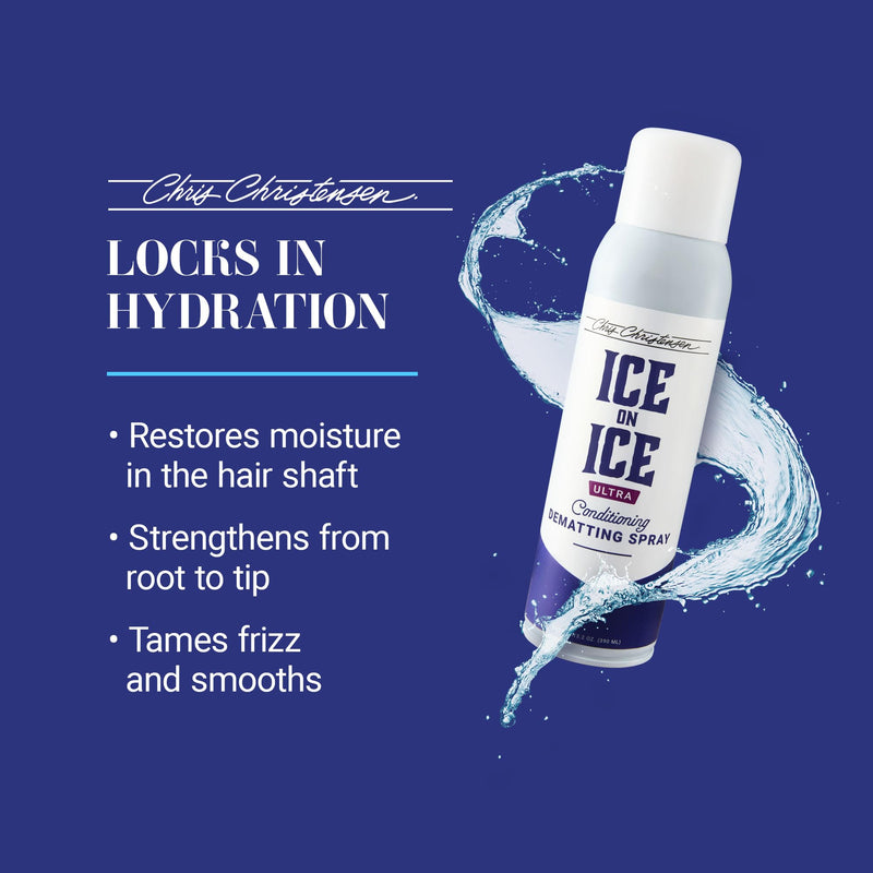 Chris Christensen Ice on Ice Ultra Conditioning Dematting Spray, Dog Conditioner, Groom Like a Professional, Lightweight Formula, Dematts & Detangles, Conditions & Protects, Made in the USA, 13.2oz - PawsPlanet Australia