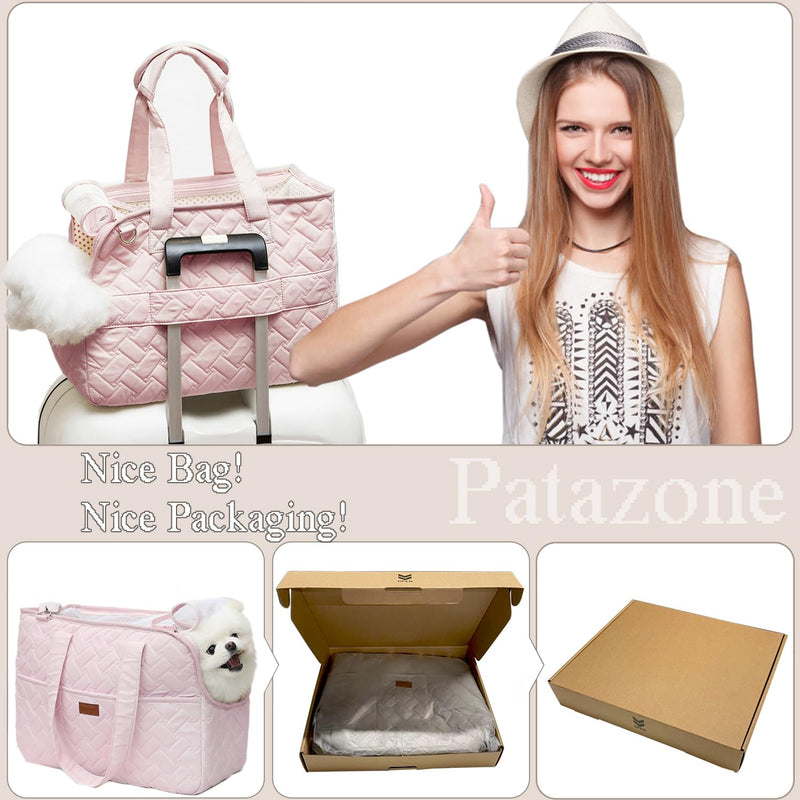 Small Puppy Purse Woman Bag,Cats/Puppy/Rabbits/BunnyCarrier Handbag with Multiple Pockets,Breathable Mesh Soft Cushion,Pets Travel Carriers Totes Picnic Outdoor 7-15lbs (Pink, Large) 16.0"L x 7.0"W x 12.0"H Pink1
