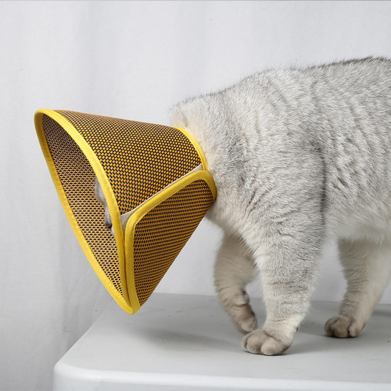 Cat Cone Collar - Adjustable Recovery Collar, Pet Neck Protector | Breathable Woven Cooling Design Soft Comfortable Fit, Ideal for Healing Stop Licking Cats Kitten, multicolored, S, See description