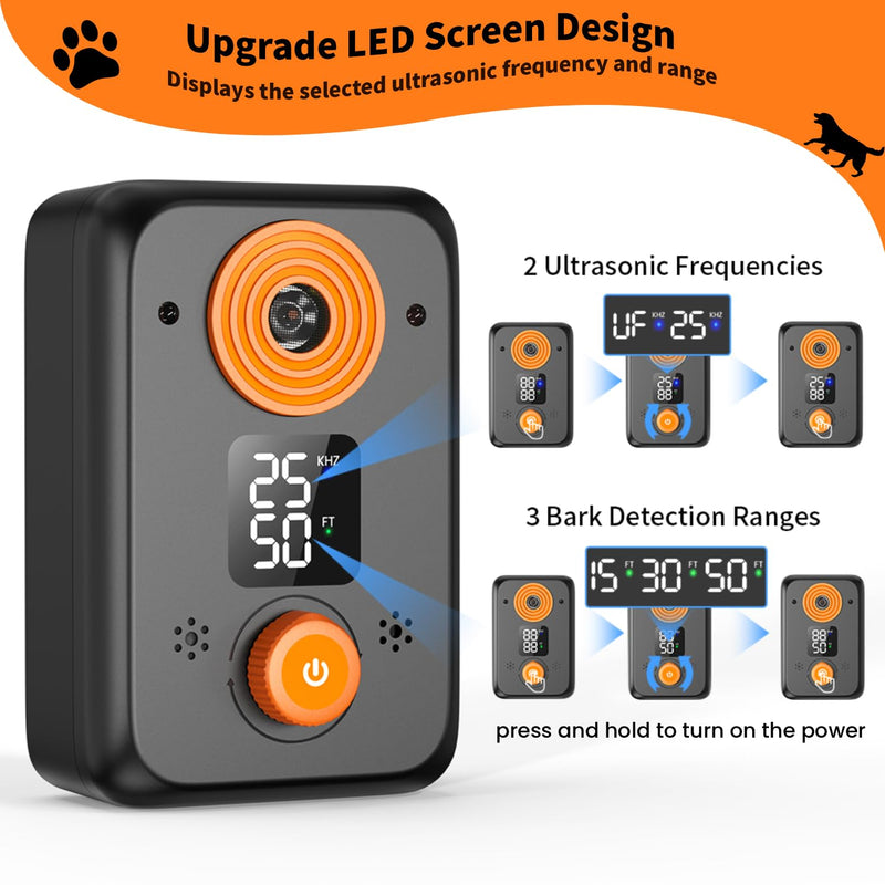 Anti Barking Device for Dogs – 50FT Bark Deterrent Device with 3 Adjustable Modes – Rechargeable Ultrasonic Dog Training Device – Fits All Breeds & Sizes – IPX4 Waterproof, Indoor/Outdoor Use - PawsPlanet Australia