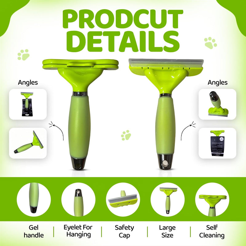 Pet Grooming Brush & Deshedding Tool for Dogs & Cats – Reduces Shedding by 95% | Professional Undercoat Comb for Short, Medium & Long Hair | Stainless Steel Shedding Brush for Fur Removal - PawsPlanet Australia