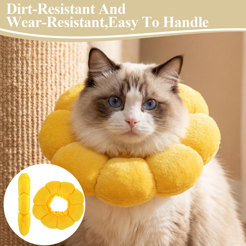 WLLHYF Cat Recovery Collar Cute Sunflower Cat Cone Collar Soft Lightweight Adjustable Kitten Collars Stop Licking Scratching After Surgery Grooming Neck Cone for Cats Puppies Small Animal Dogs