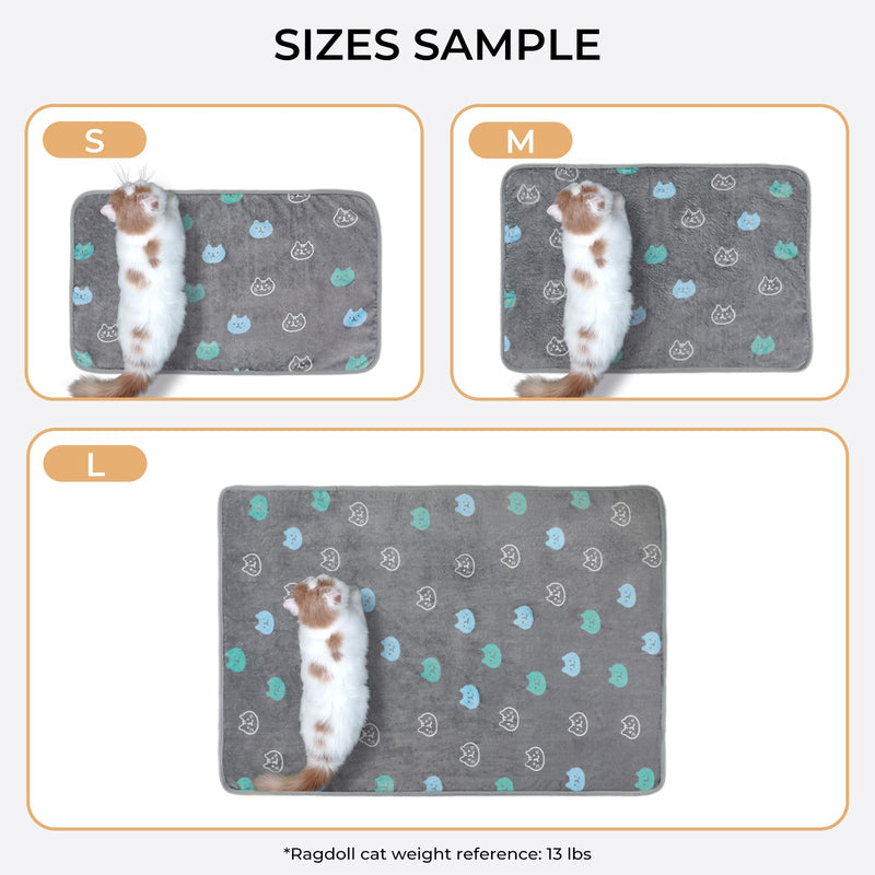 1 Pack 3 Blankets Super Soft Fluffy Premium Cute Cat Pattern Pet Blanket Flannel Throw for Dog Puppy Kitten Blue/Cyan/Grey Large(41x31 inch) 41x31 inch (Pack of 3) - PawsPlanet Australia