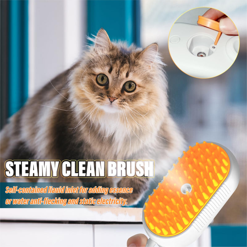 3 in 1 Cat Steam Brush, Rechargeable Steam Pet Brush for Dog,Cat and other pet Anti-Static, Cleaning, Shedding & Combing All In One 1 Count (Pack of 1) - PawsPlanet Australia