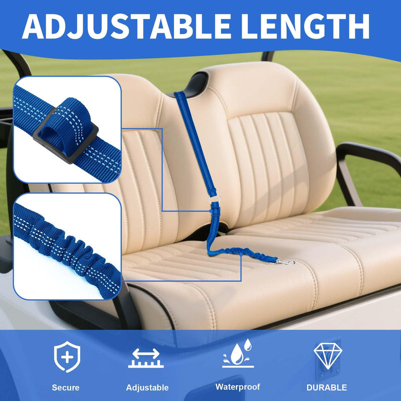 Dog Seat Belt Tether for Golf Cart, Adjustable Golf Dog Collar Leash for Car, Pet Dog Seat Belt Harness for Golf Cart Pet Safety Protection to Prevent Accidental Injury (Blue) Blue - PawsPlanet Australia
