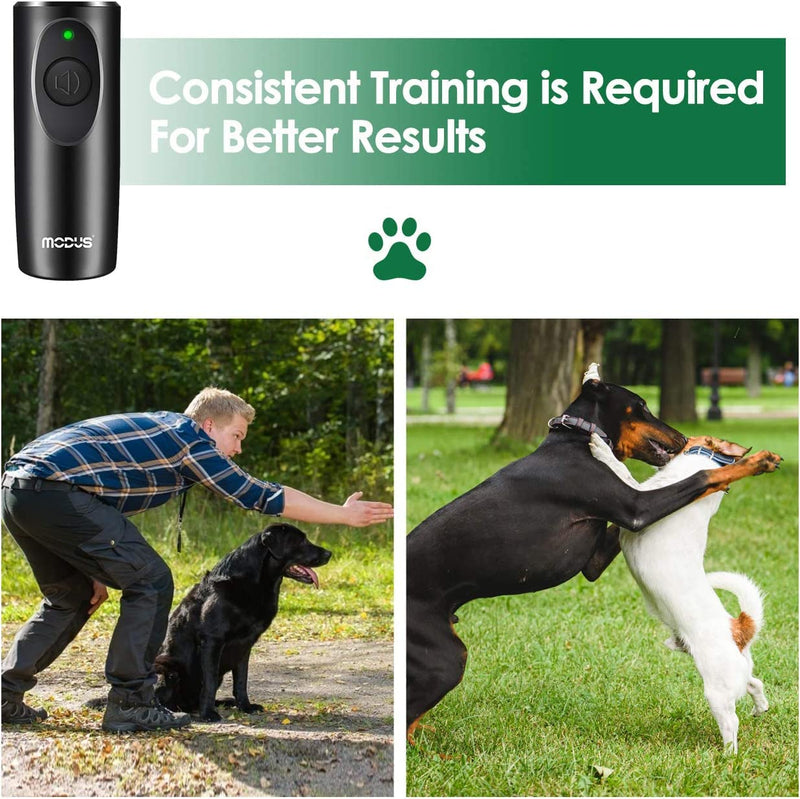 MODUS Ultrasonic Dog Barking Deterrent Device, Anti-Barking Device for Dogs, Bark Control Range of 16.4Ft, Dog Trainer, Wrist Strap, Battery Included, LED Indicate, Indoor and Outdoor Grey Dog Barking Deterrent Device - PawsPlanet Australia