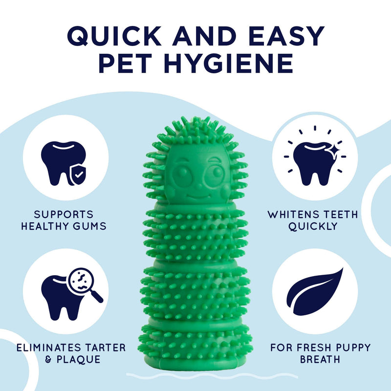 Waggletooth Dog Finger Toothbrush - Promotes Healthy Teeth and Gums - 360 Bristles for Dog and Puppy Teeth - Bite Resistant, One Size Fits Most - BPA Free Dog Teeth Cleaning - Manufactured in USA