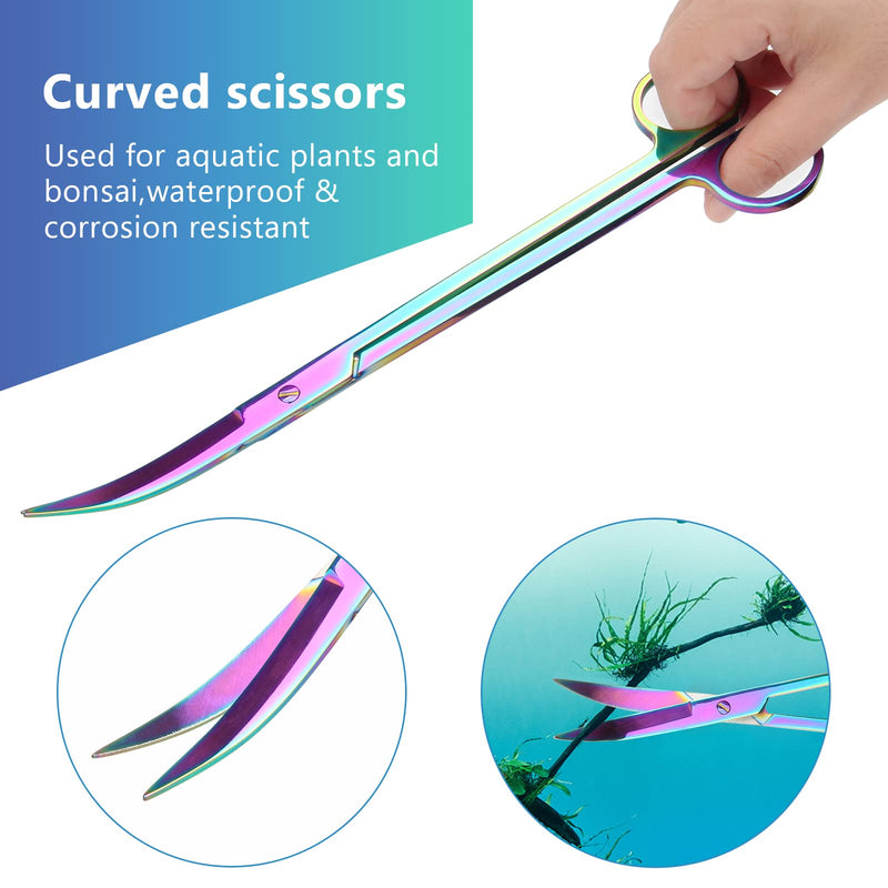 Quarium Aquascape Tools Kits, 4 in 1 Anti-Rust Aquatic Plant Aquascaping Tool Stainless Steel Black Tweezers Scissors Spatula for Aquarium Tank Clean Fish Tank Aquascape Tools Sets (Multicolor) Multicolor - PawsPlanet Australia