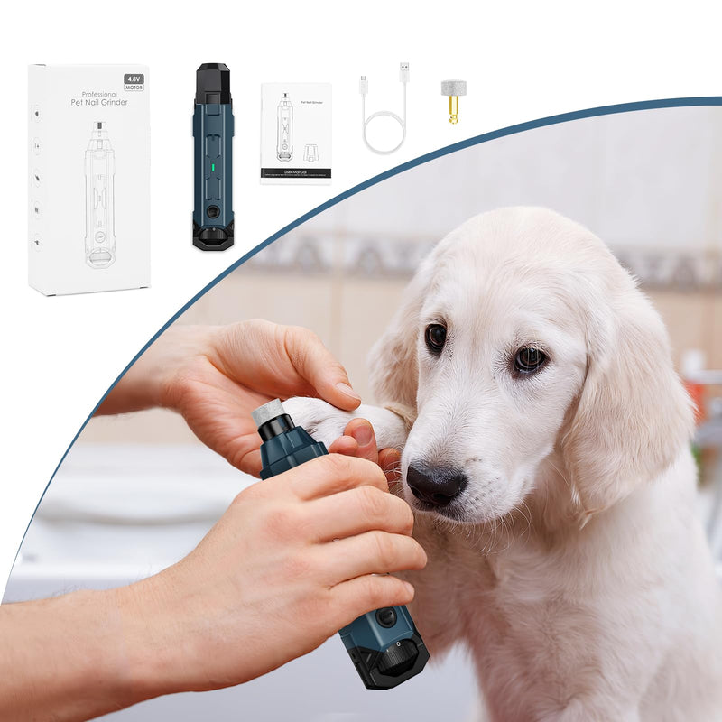 Dog Nail Grinders, Dog Claw Clippers Quiet Rechargeable Electric Dog Nail Trimmer 6-Speed, 3 Types of Nail Polish Port with LED Light for Large Medium Small Dogs - PawsPlanet Australia
