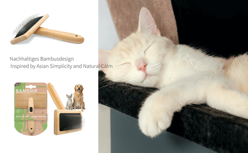 Bamboo Dog & Cat Brush - Sustainable Wooden Grooming Brush & Slicker Brush Against Undercoat, Loose Hair & Knots - Handmade Bamboo Brush for Long Hair & Short Hair Pets - PawsPlanet Australia